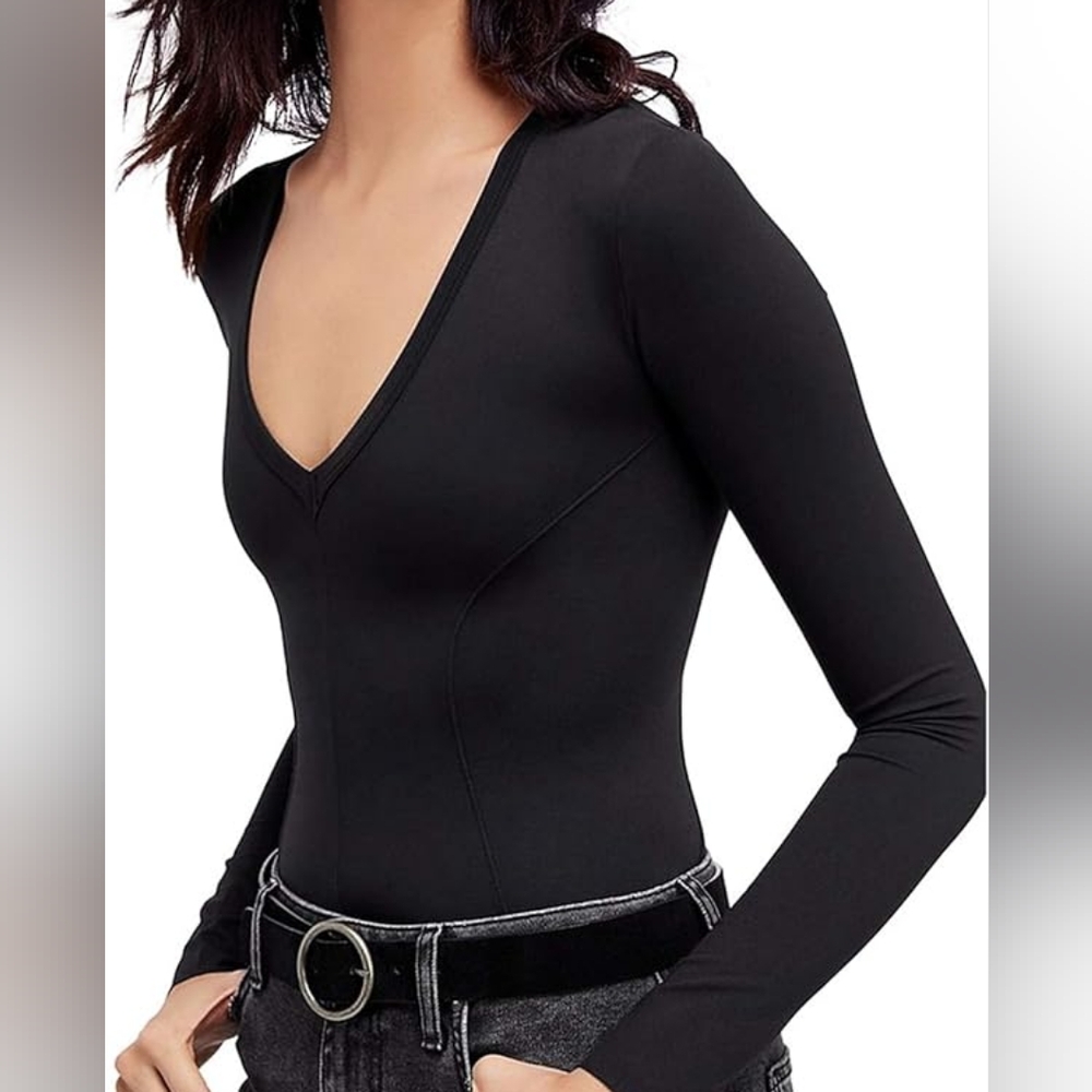 Intimately Free People Plunging V-Neck Thong Cut Bodysuit - Size XS